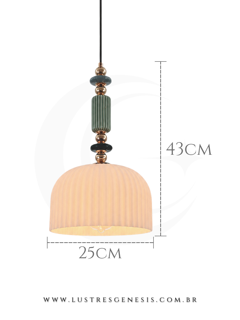 Pendente Escandinava Dourado com Cer&acirc;mica Para Quarto, Bancada Gourmet e Cabeceira de Cama